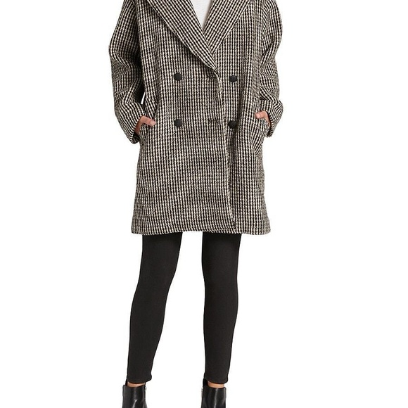 rag & bone Mina Oversized Houndstooth Coat (No Faux Fur Collar) – Size L - Picture 2 of 6